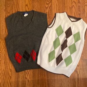 2 sleeveless sweater vests - eight is the gray one & size 7/8 is the white one
